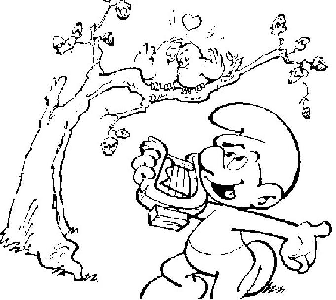 coloriage schtroumpf chantant la serenade